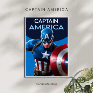 High-quality Captain America wall poster featuring Marvel superhero