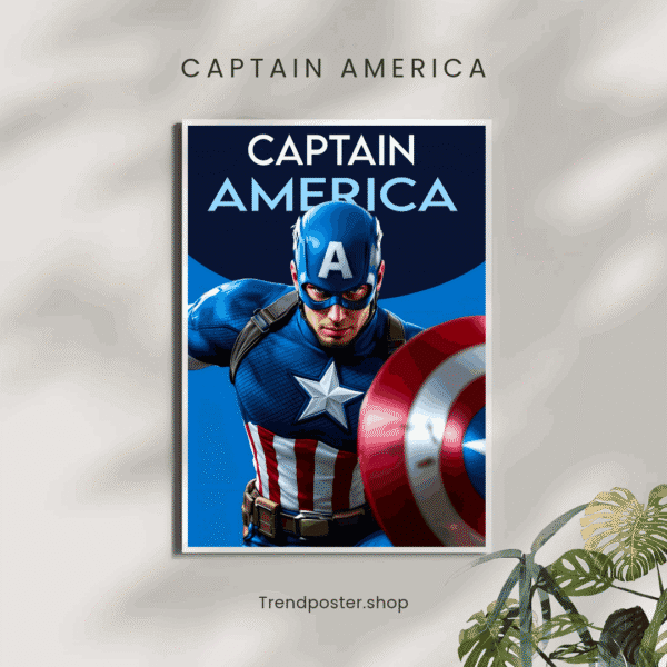 High-quality Captain America wall poster featuring Marvel superhero