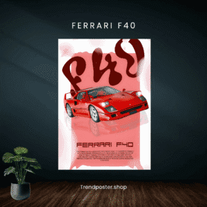 Ferrari F40 Wall Poster - Classic Supercar Artwork for Home & Office Décor